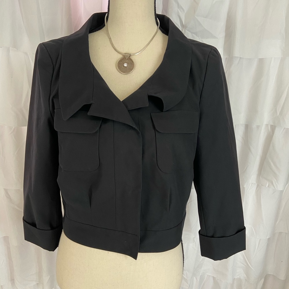 DKNY Black Coat w 3/4 Cuffed Sleeves Sz. 10 NWT